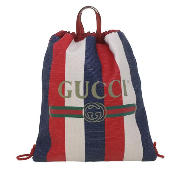 GUCCI Web Sherry Line Backpack Canvas Tricolor Red Blue Green - Picture 13 of 16